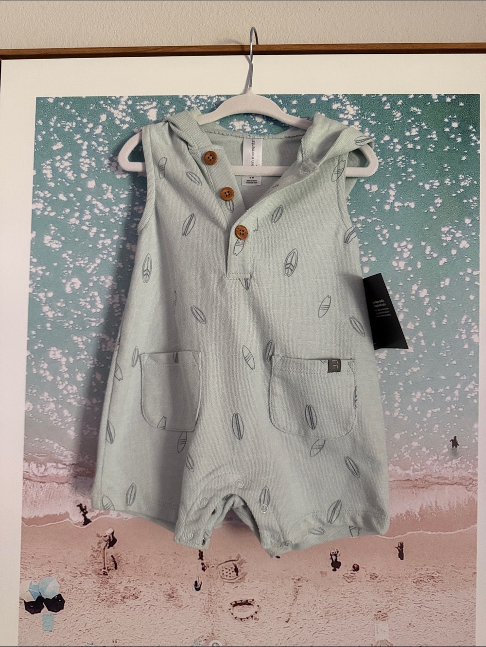 Modern moments Sleeveless Hooded Surf Print Romper